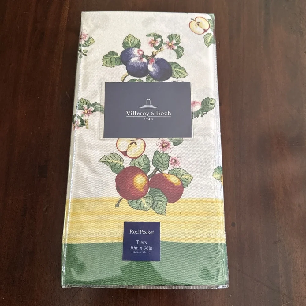 Kitchen Cafe Curtain Set Villeroy Boch French Garden 2 Tiers Window Treatment